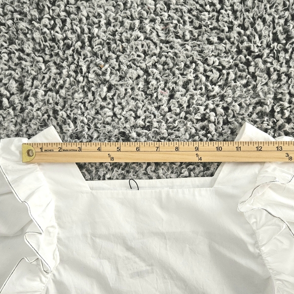 Zara Girls White Cotton Top 13-14 Large Short Sleeve Ruffled Summer Blouse - Picture 5 of 10